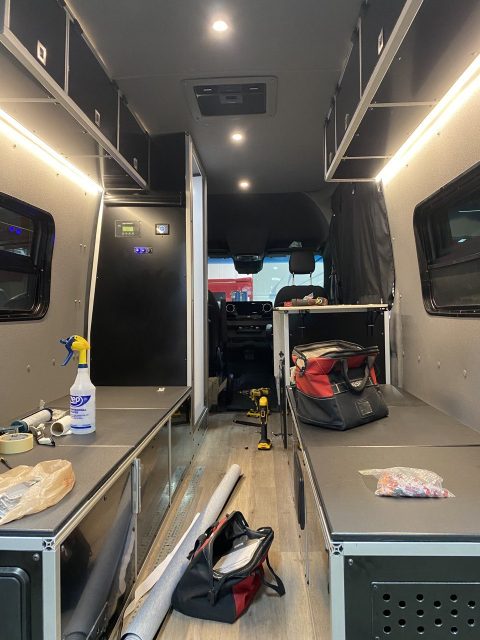 rv interior Mercedes Sprinter van renovation interior california