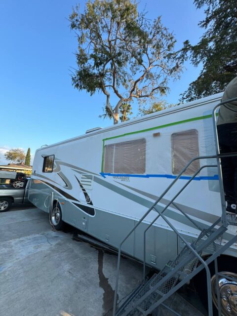 reseal aluminum molding rv after water damage Los Angeles Orange County