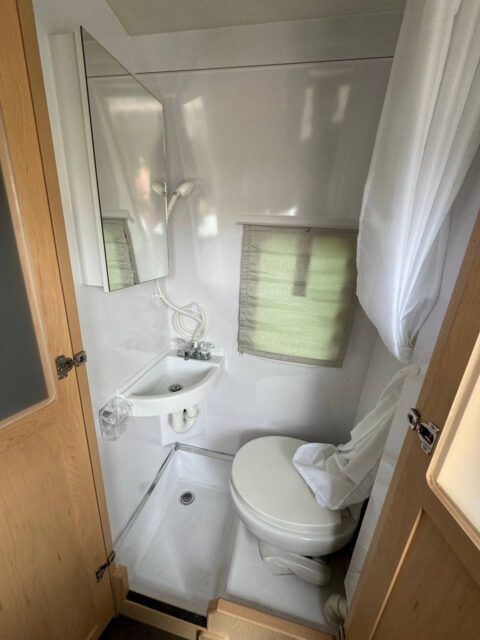 before small bathroom in sprinter van