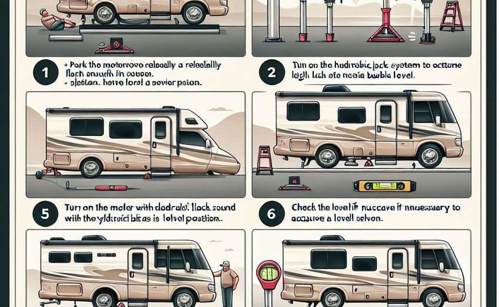 How to level motorhome with hydraulic jacks?