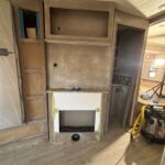 fireplace in Thor Windsport Motorhome kitchen