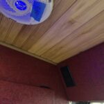 Real wood ceiling and vent in van interior
