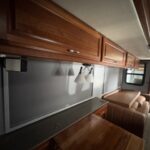 42 ft RV remodel custom window frames with new shades