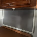 42 ft RV remodel custom window frames with new shades 2