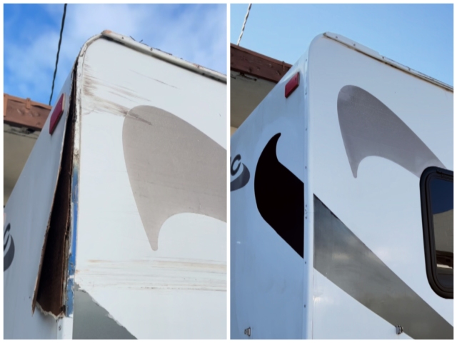 RV body repair and window installation