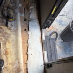 floor replacement after water damage in travel trailer new insulation 2