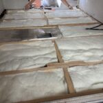 floor replacement after water damage in travel trailer new wood frame and insulation