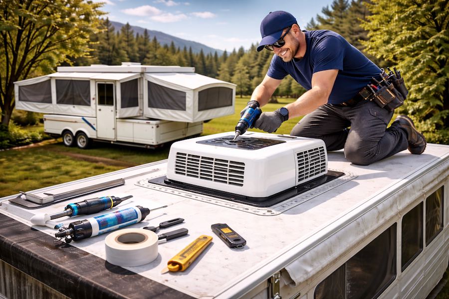 pop up camper ac installation