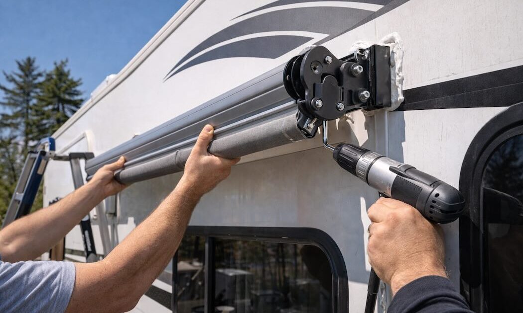How to install a awning on an rv?