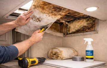 How to repair water damage in rv ceiling?