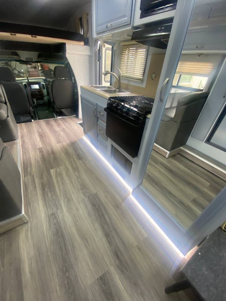 LED Lights in Camper Interior: Mercedes Sprinter_ Smart Floor and Ceiling LED Camper Lights
