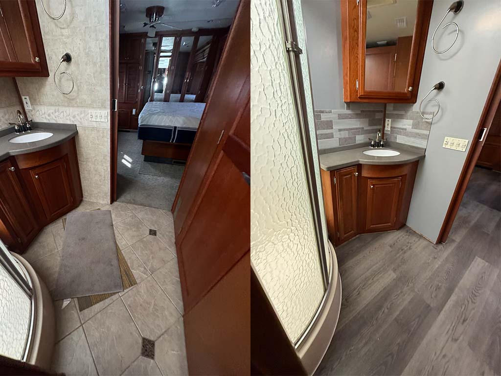 RV bathroom floor repair