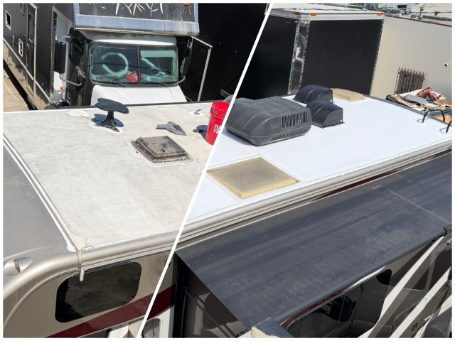 Recoating an RV Fiberglass Roof on Sunseeker Motorhome