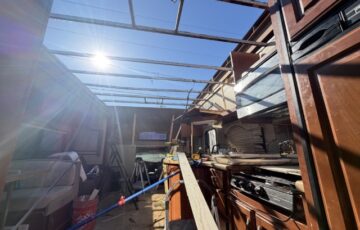 Repairing Damaged RV Roof on Four Winds Fun Mover