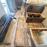 plywood replacement and vinyl plank flooring installation in rv