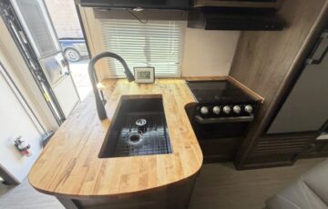 Butcher Block Countertop Installation in Travel Trailer