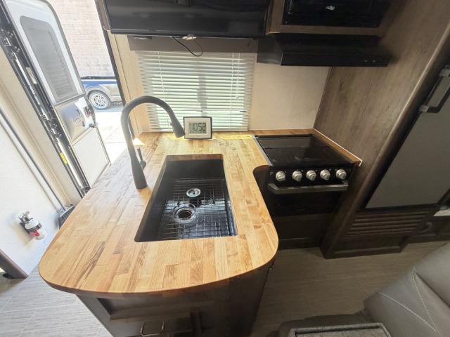 Butcher Block Countertop Installation in Travel Trailer