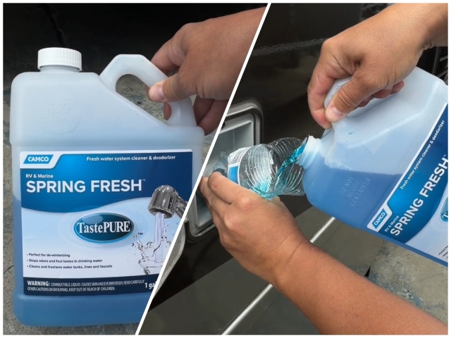 RV fresh water tank cleaning