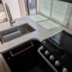 before Butcher Block Countertop Installation in Travel Trailer
