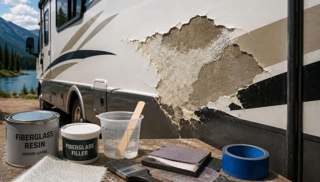 How to repair rv fiberglass exterior damage?