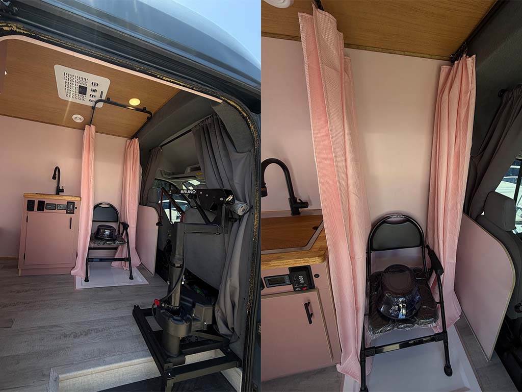 Van shower renovation for wheelchair